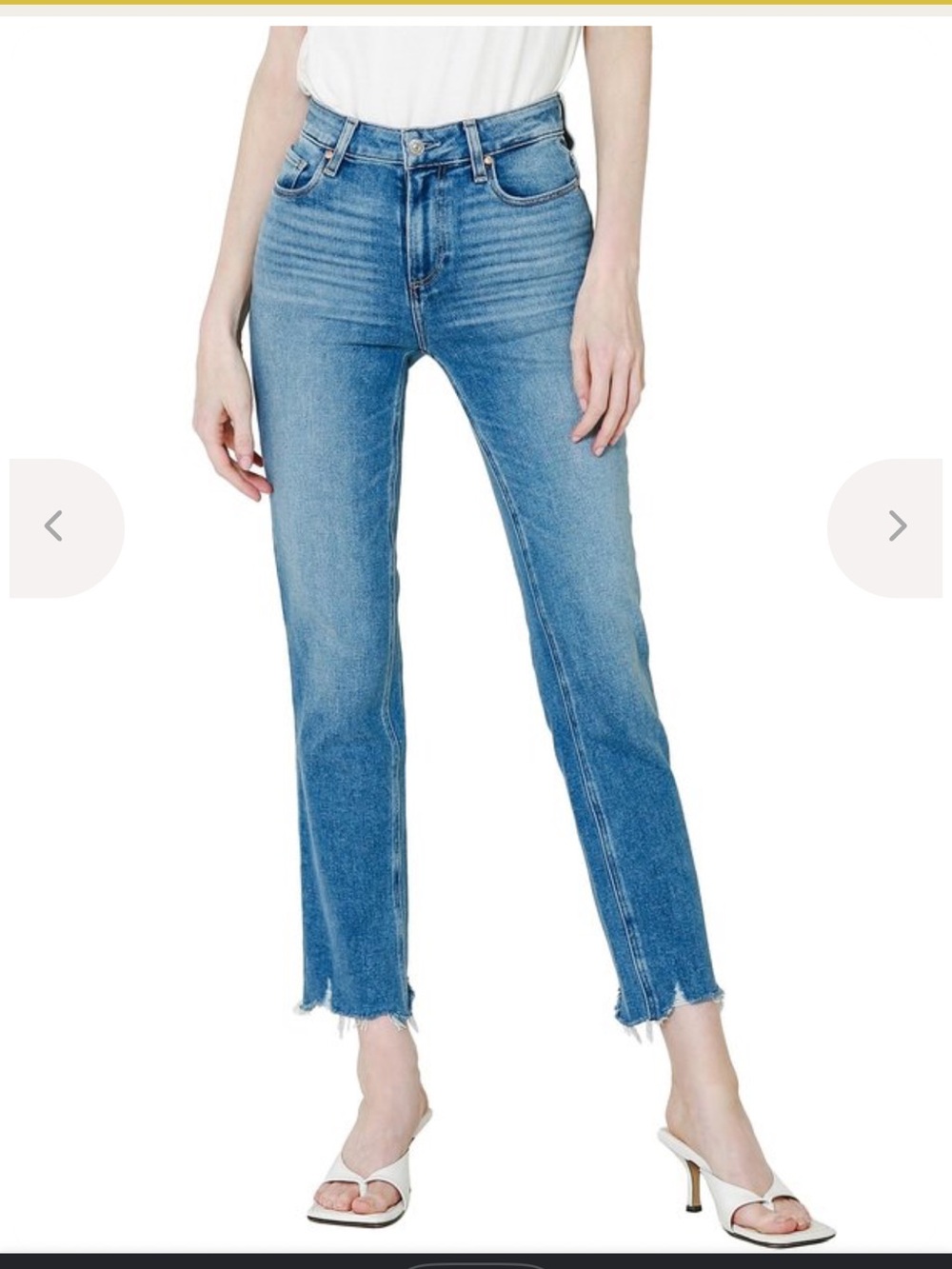 PAIGE Mid Wash High-Rise Cropped Jeans - Blue